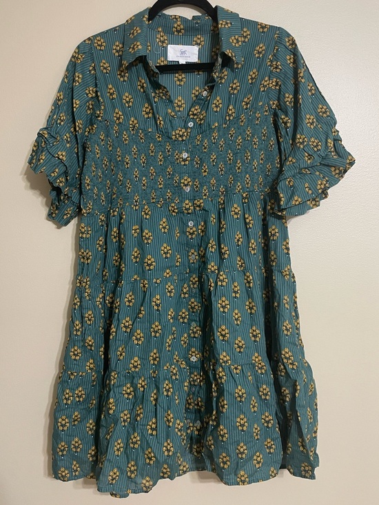 Printfresh Dresses & Skirts - Printfresh Sienna Cotton Mini Dress Texas Bouquet Floral Boho Button Down med